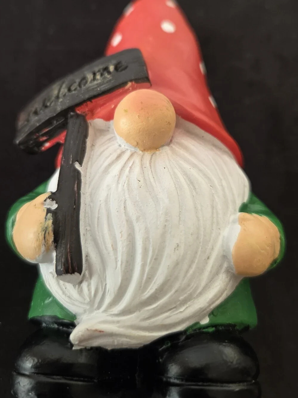 Welcome Gnome Figurine Polka Dot Hat Resin Home Kitchen Rustic Decor 5